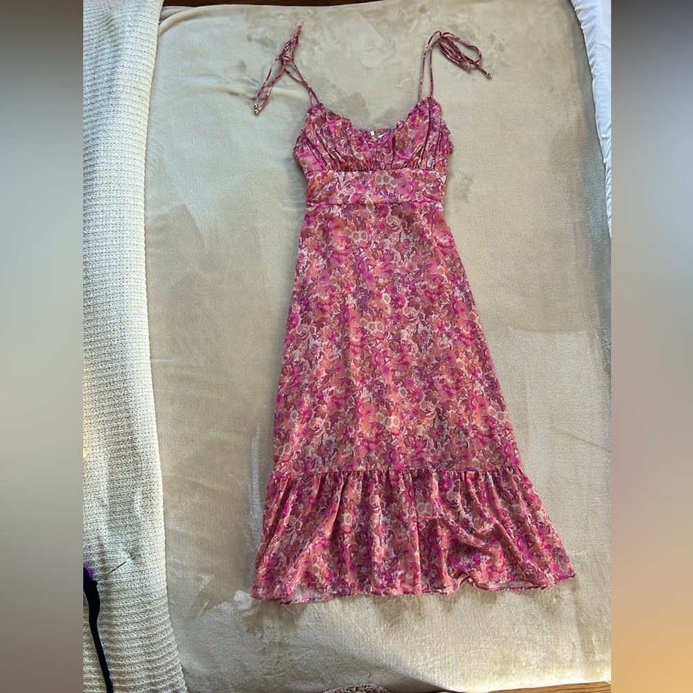 Hello Molly Pink floral midi dress